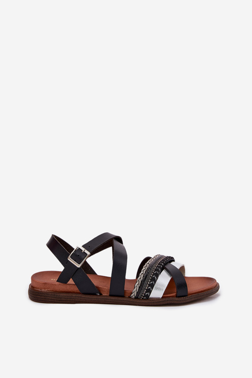 Dámske Plátené Sandále S Popruhmi Čierne Sergio Leone SK087H