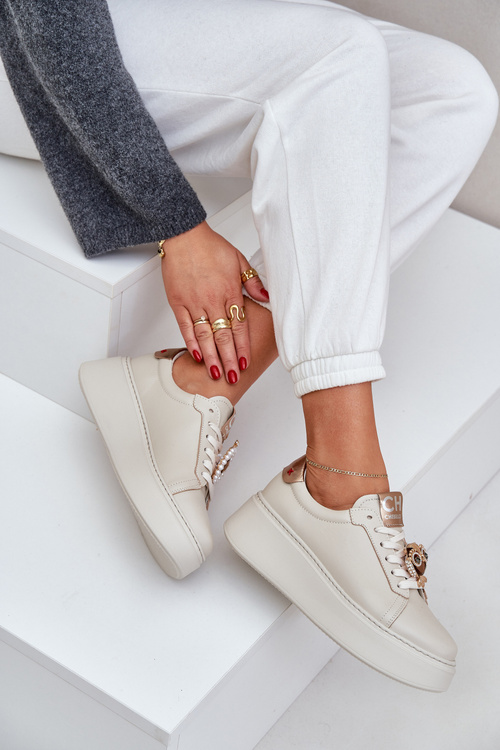 Dámske Kožené Sneakers CheBello 4411 Svetlo Béžové