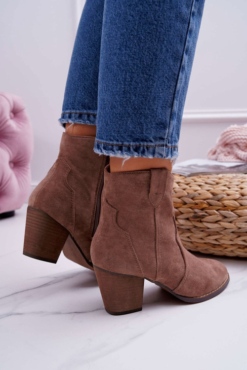 Dámské Kotníkové Boty Na Podpatku Khaki Nutriso