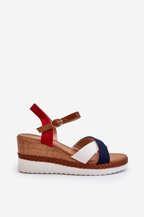 Sandále Na Klinu S Pásmi Biělo-Námořníče Kioda