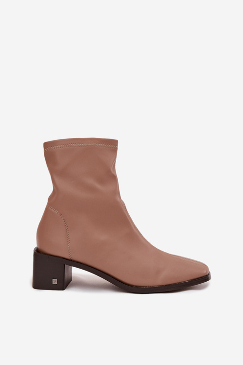 Dámske čižmy na opätku Vinceza 23-10791 Béžové