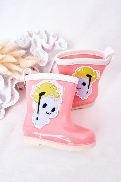Detské galoshes s ružovým zajačikom