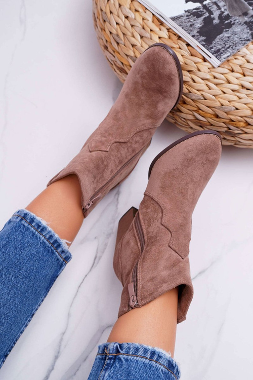 Dámské Kotníkové Boty Na Podpatku Khaki Nutriso