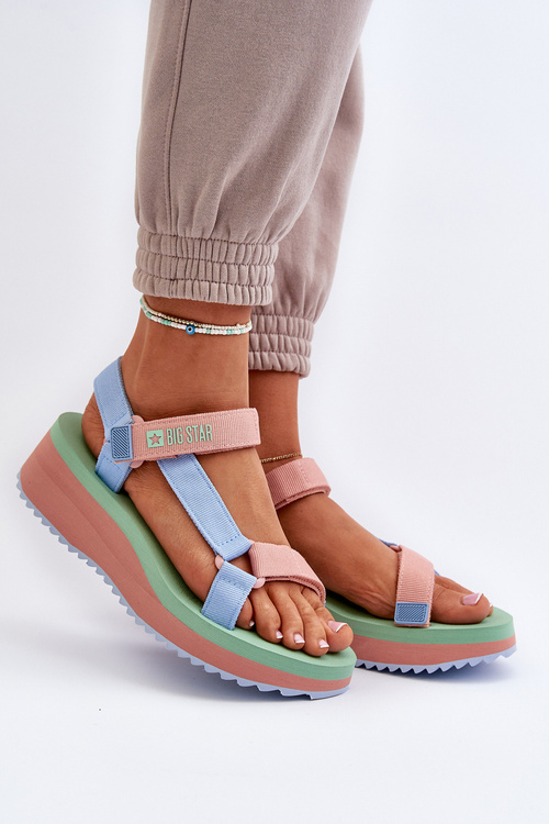 Dámské sandály na platformě a klíně Big Star NN274A055 Modré