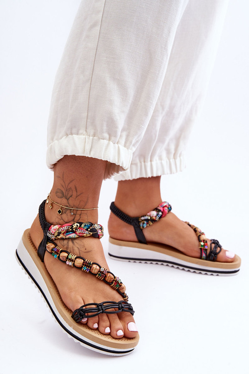 Pohodlné dámské sandály na klínu Černé Jodie