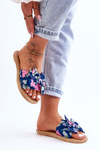Dámske flip -flops s tkaninou Blossom Navy Blue Bow
