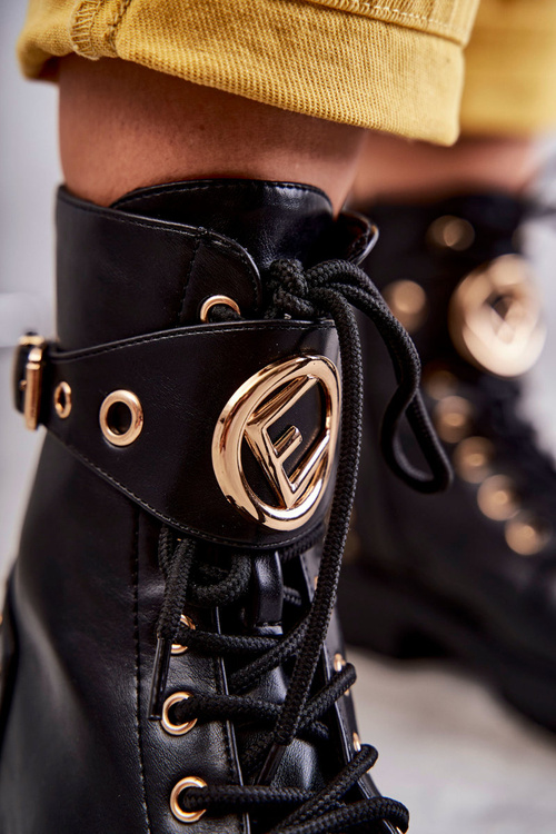 Dámske kožené topánky s gombíkami čierna leticia