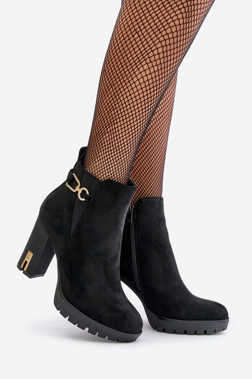 Zateplené dámské boty na vysokém podpatku černé Terisanna