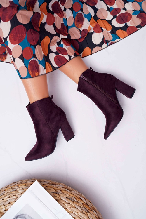 Dámské Kotníkové Boty Na Podpatku Semišové Fialové Summe