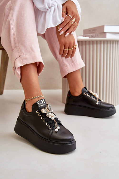 Dámske kožené tenisky s ozdobami CheBello 4292 béžové