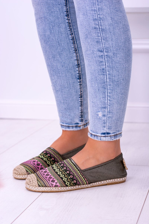 Lu Boo zelené ženy letní Espadrilles Aztec Monett