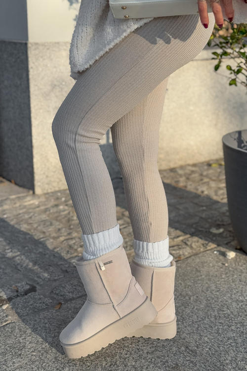 Vysoké dámské sněhule na platformě Big Star OO274897 světle béžové