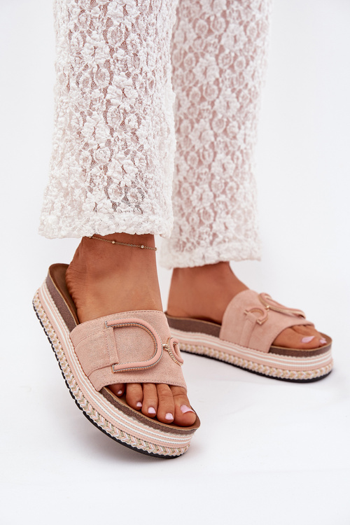 Dámske sandále na platforme s ozdobou ružové Daphira