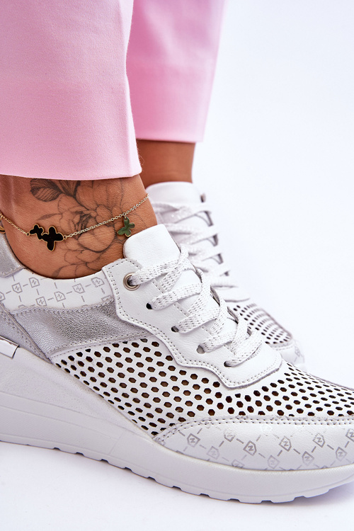 Dámské kožené prolamované tenisky Bílé Virginia