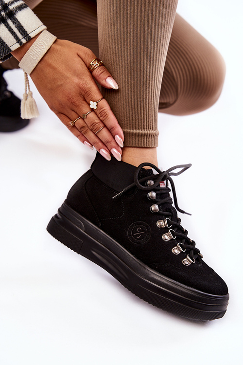 Topánky krížové džínsy KK2R4074C Čierne topánky