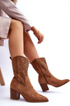 Dámske vysoké semišové topánky Brown Cowboy topánky Turner