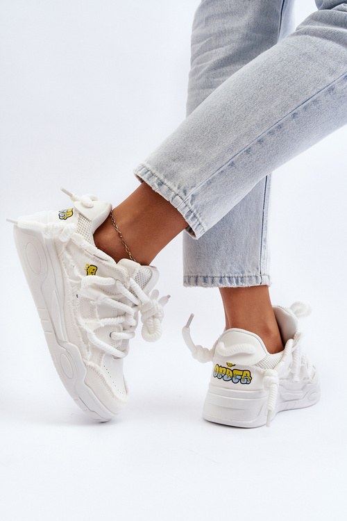 Dámske tenisky s hrubým šnurovaním biela Miatora