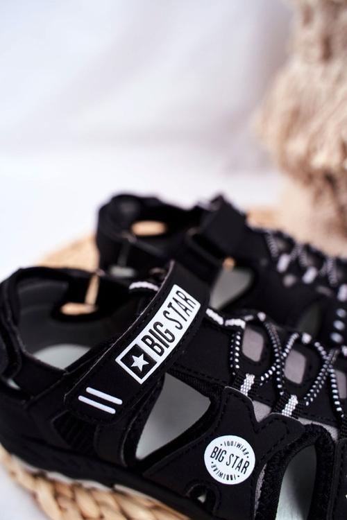Detské sandále s veľkou hviezdou s suchým zipsom Black FF374210