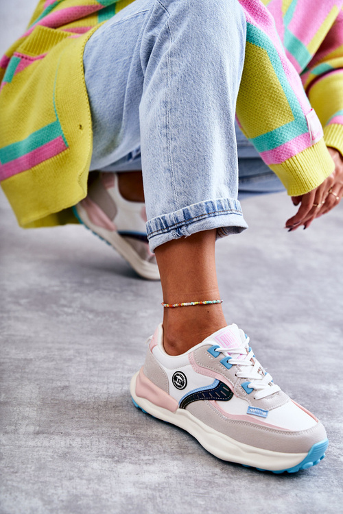 Dámske športové tenisky veľká hviezda KK274097 White-ružová