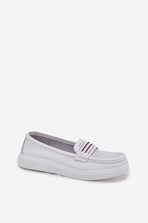 Dámské Kožené Mokasíny Bílé Dovema