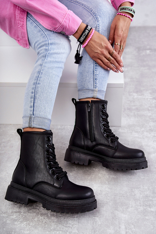 Dámské kožené boty Workers Světle Černé Denila