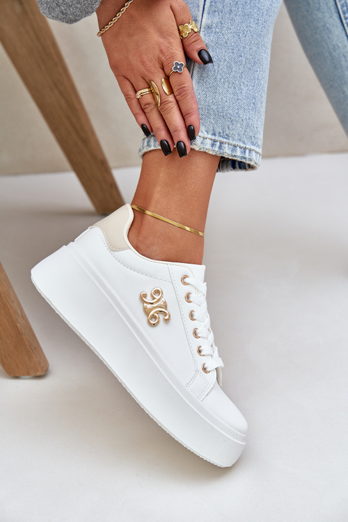 Dámske Tenisky Na Platforme Bielo-Bežové Temittes