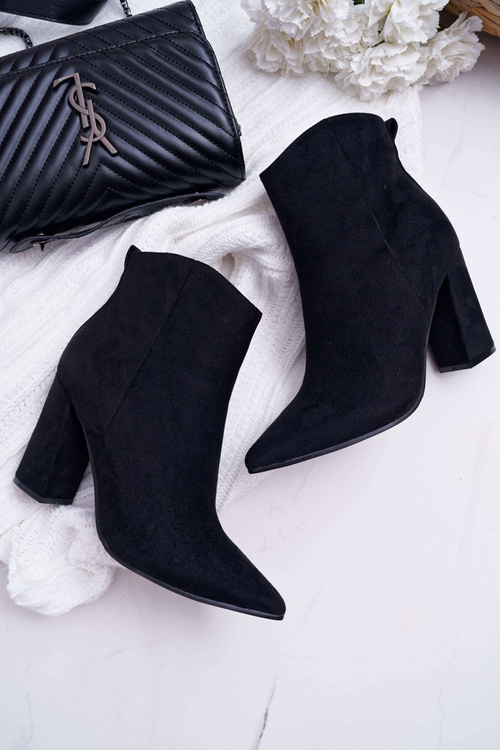 Dámské Kotníkové Boty Na Podpatku Semišové Černé Summe