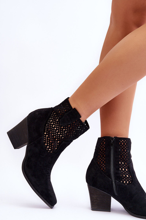 Dámské semišové kovbojské boty na podpatku Černé Norvella