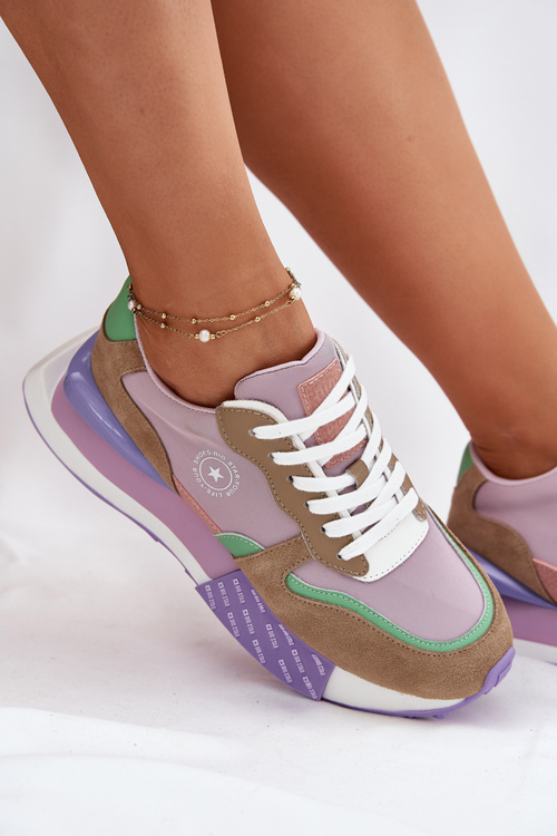 Semišové Dámske Tenisky Na Platforme Big Star RR274815 HI-POLY SYSTEM Rúžové