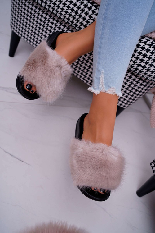 Dámské Nazouváky s Kožešinou Béžové NiceFur