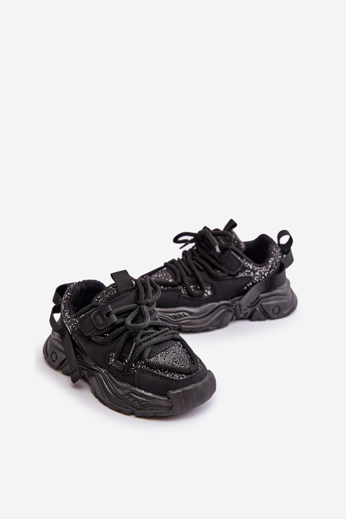 Detské Tenisky Ozdobené Flitrami Čierne Liatoma