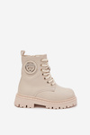 Dívčí kotníkové boty s ouškem s kožešinou LOVE béžové Rosaira