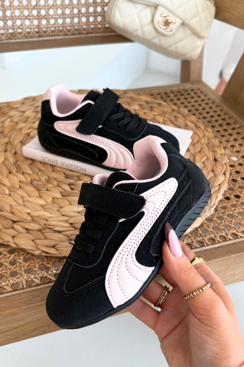 Dětské sportovní boty s přezkou Černo růžové Perrin