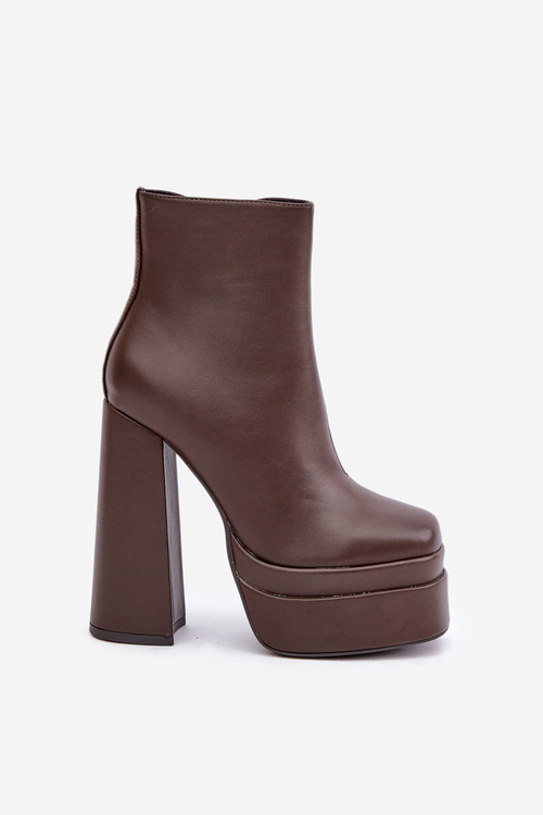 Čižmy Na Masívnej Platforme A Opätku Zateplené Čokoládové Selahra