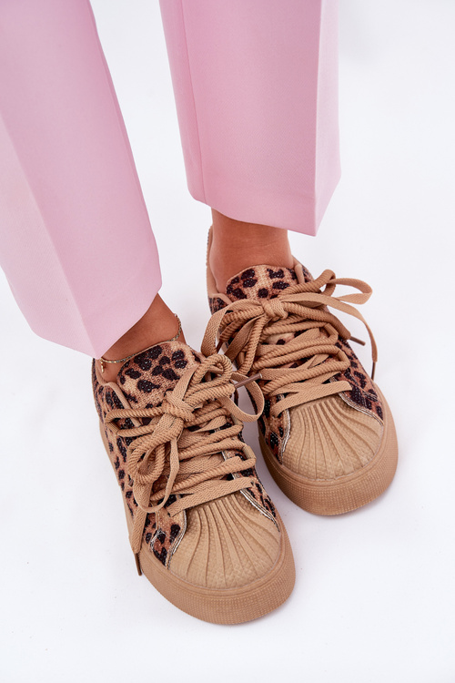 Dámské Tenisky Se Zdobením Na Platformě Leopardí Hnědé Eanneth