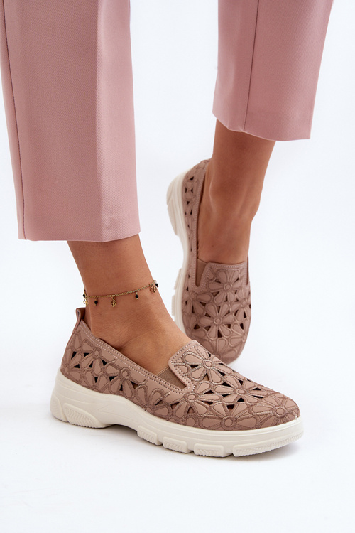 Růžové Dámské Nazouvací Boty s Prošívanými Dírami Emilei