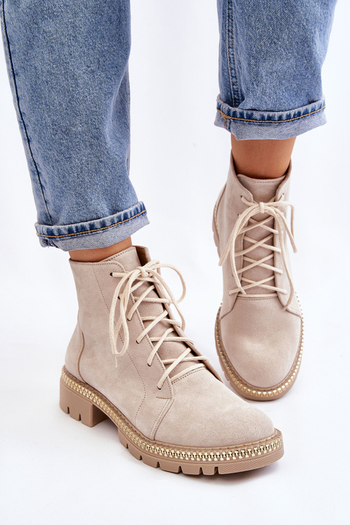 Flat Boots Lewski Shoes 3285 Světle béžová