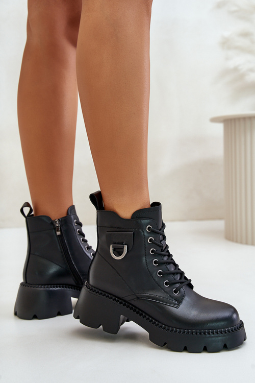 Zateplené Dámske Topánky Z Prírodnej Kože Vinceza 41460 Čierne