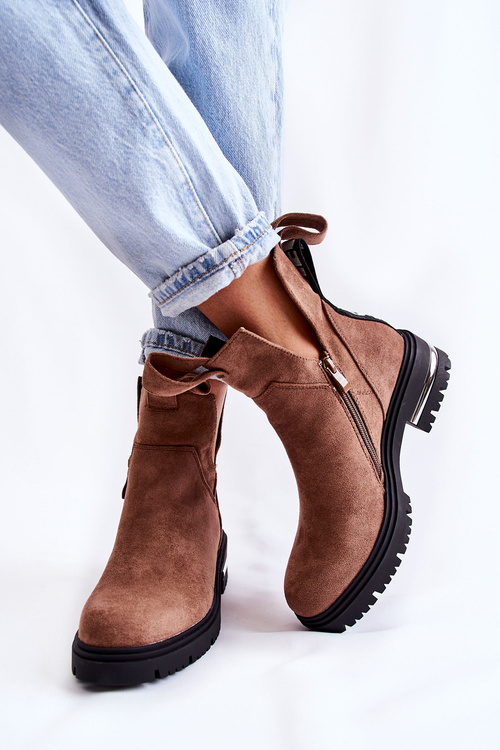 Semišové topánky s hnedými výrezmi Elvera