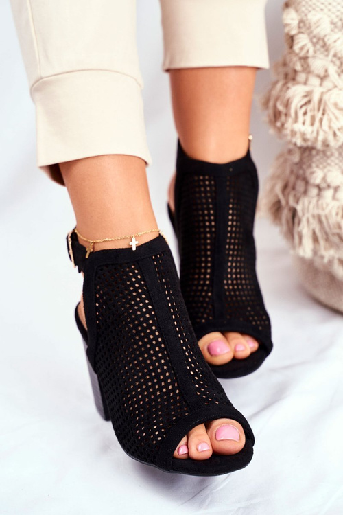 Dámske otváranie PEEP NÁBATE ČIERNE BOOKY