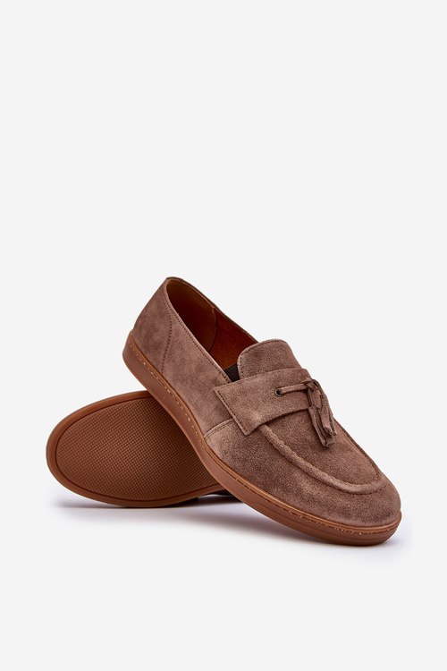 Pánské semišové mokasíny polobotky Zazoo 1566 hnědé