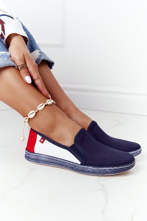 Dámské Espadrilky Big Star HH276008 Tmavě Modré-Bílé