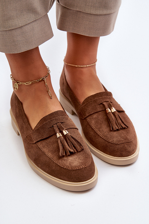 Zazoo 3420 Semišové Dámske Mokasíny na Plochej Päte Hnedé