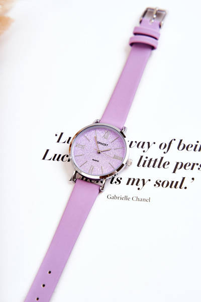 Hodinky Na Koženém řemínku Nickel Free ERNEST fialove