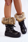 Dámske snehové topánky s čipkou s kožušinou -Black Shannon