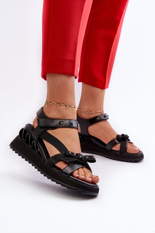 Dámske sandále s mašľou D&A CR956 Čierne