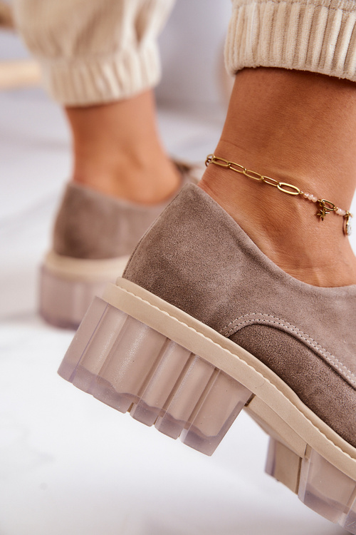 Módne semišové topánky Loafer béžová lauriss