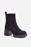 Eko semišové dámské boty na podpatku zateplené černé Meriluna