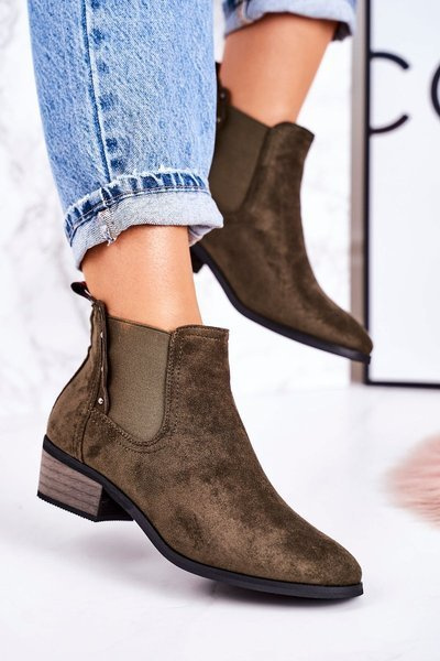 Dámské Klasické Chelsea Boty Semišové Tmavozelený Walker