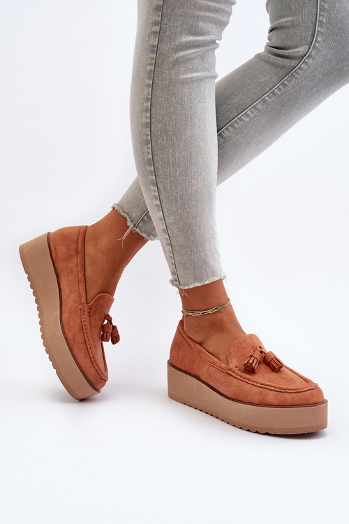 Dámské mokasíny na platformě s řetízky Oranžové Mialani